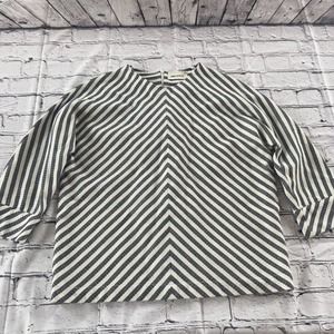 Vintage Anecdote 3/4 Sleeve Striped Womens Blouse Size 38 / 8 Retro